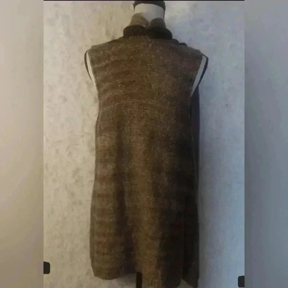 Chico's Women Randall Chestnut Brown Sweater Vest Open Front Metallic Chic - Picture 5 of 11